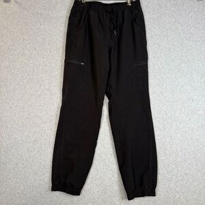 Eddie Bauer Womens 6 Cargo Jogger Pants Black Drawstring Waist Fleece Lined